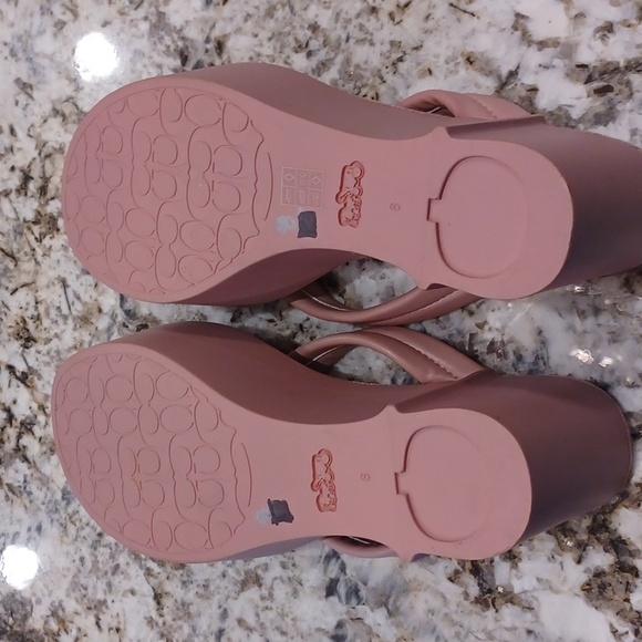 Coach Franki Pink Leather Wedge Flip-Flops Retro Sandals Y2K NEW Size 8 - Picture 15 of 16